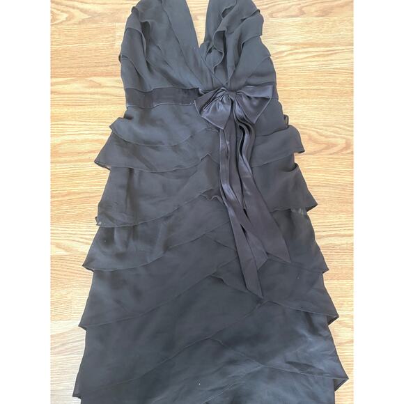 Tadashi Women’s Black Tiered Silk Ruffled Halter Gown Sz 8 - Picture 3 of 7